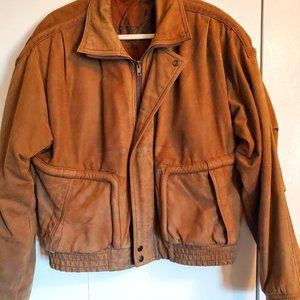 Vintage Leather Bomber Jacket